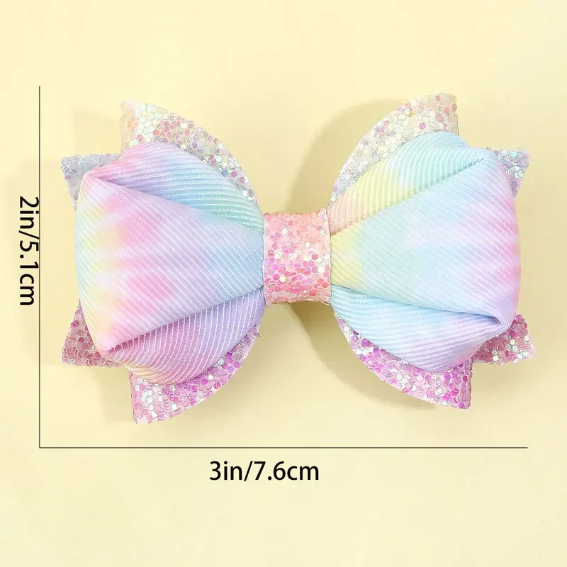 2Pcs Ribbon Glitter Bowknot Hairpins Metal Hair Clips Barrettes Hair Accessories For Toddlers Girls Valentine\'s Day Gifts