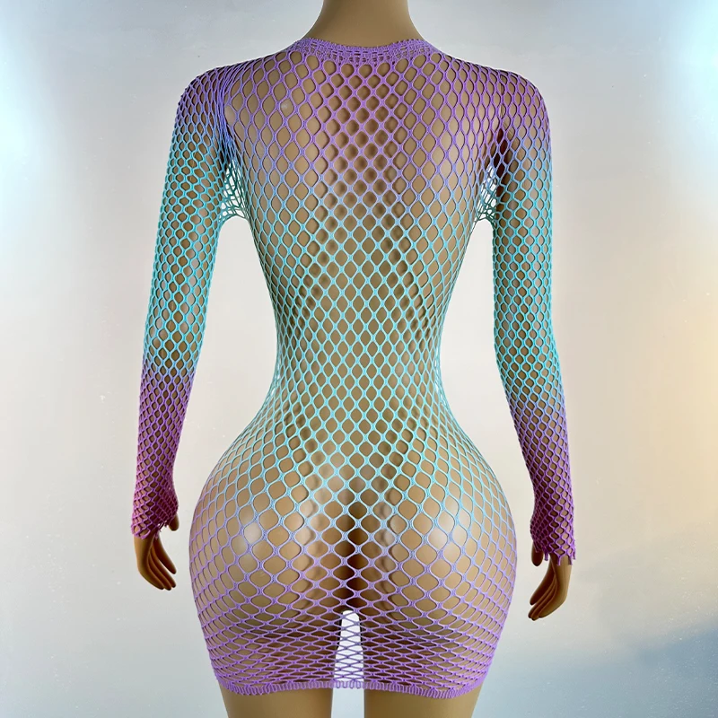 Hollow Out Mesh Beach Cover Up Crochet Sheer Fishnet Dress Women Bikini Swimwear Rave Festival image 4