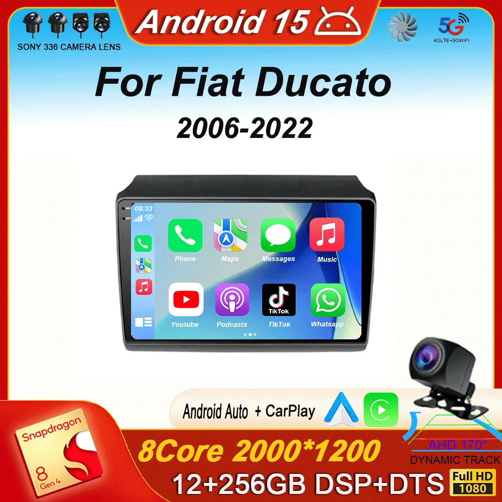 

Для Fiat Ducato 2006-2022 Citroen Jumper Peugeot Boxer 2011-2015 Android 15 Автомобильный радиоприемник Мультимедиа Стерео Carplay Автораadio