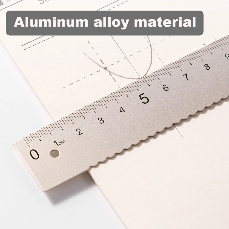 4Pcs Student Ruler Set Aluminum Alloy Straight Ruler Triangle Protractor for Kids School Office Home Supplies