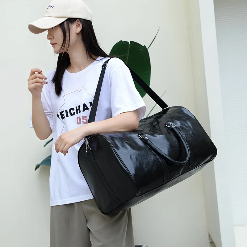 

Women'S Travel Tote Handbag Gym Fitness Bag Man PU Leather Casual Duffle Luggage Shoulder Boston Sports Weekend Hand Side Bag