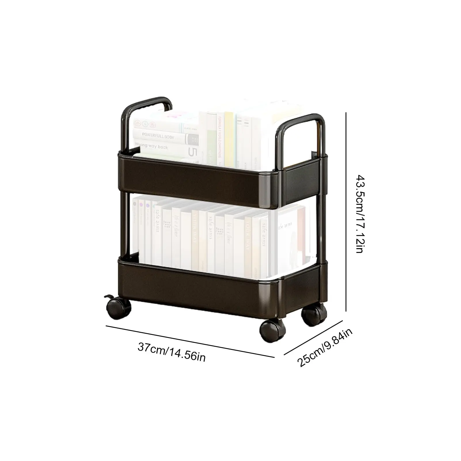 Mobile Bookshelf With 4 Wheels 20lbs Max Load Capacity Storage Rack Multifunctional Utility Storage Cart For Kitchen Bathroo