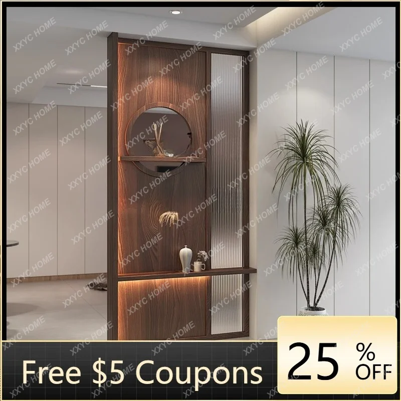 

L Changhong glass partition enters the door to block the solid wood new Chinese decoration simple entrance living room screen