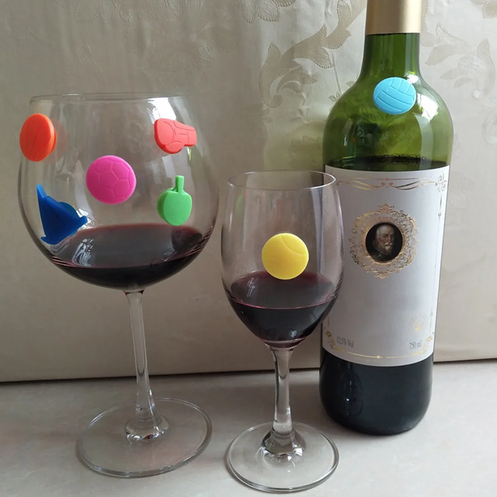 

24Pcs Wine Glass Stickers Silicone Suction Cup Charms Reusable Drink Markers Eco Friendly Party Accessories Silicone Wine Charm