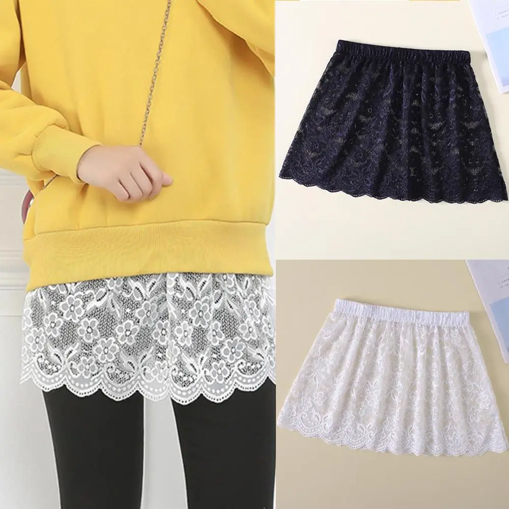 

Extenders Adjustable Lower Sweep Mini Skirt Women Slips Hemline Lace Shirt Extender Layering Fake Top False Layers Underskirt