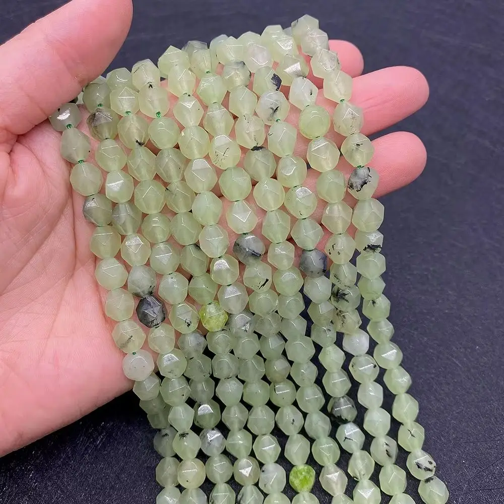 

Natural Prehnite Facet Processing Beads 6/8/10mm Straight Hole Loose Bead Handmade Necklace Bracelet Jewelry Accessory 1 Strand
