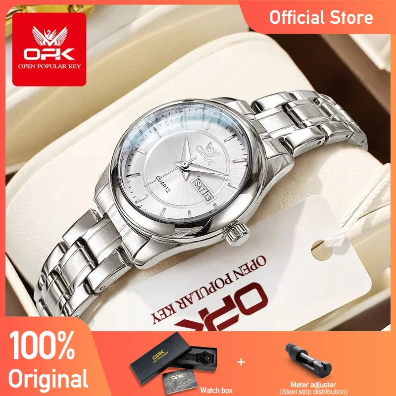 

OPK 6022 Women's Watches Quartz Wristwatch Casual Fashion Watch for Ladies Waterproof Stainless Steel Dual Calendar Display