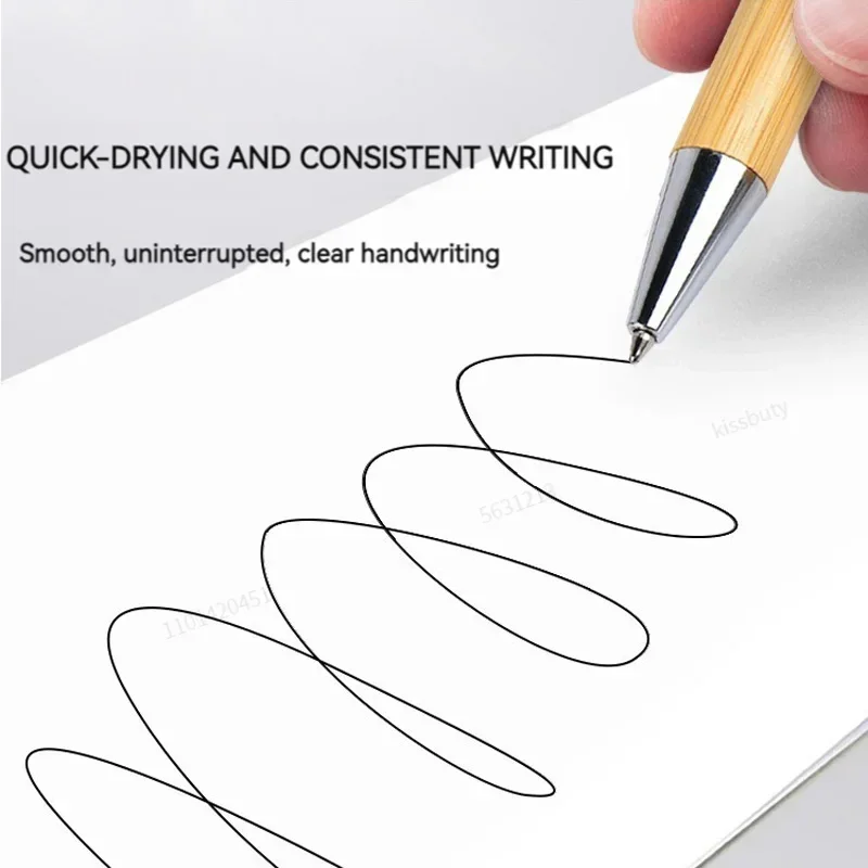 4/10Pcs/Set Bamboo Wood Ballpoint Pen 1.0mm Tip Black Ink Office School Writing Stationery Business Gel Pen Clip Signature