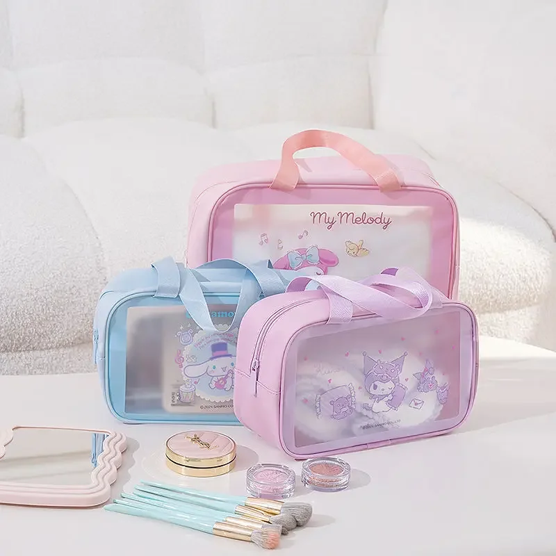 Sanrio Kuromi-Bolsa de maquillaje Kawaii My Melody, bolsa de viaje portátil, Ins Cinnamoroll, gran capacidad, regalo para niños