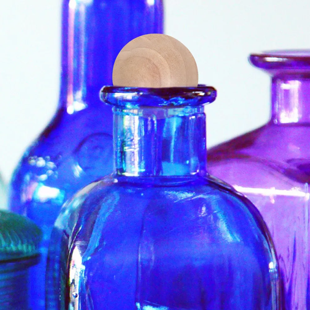 6Pcs Wooden Sphere Jar Stopper Glass Container Round Ball Sealers for Bottles Jars Carafes Fresh Keeping Glass Jar Round Balls