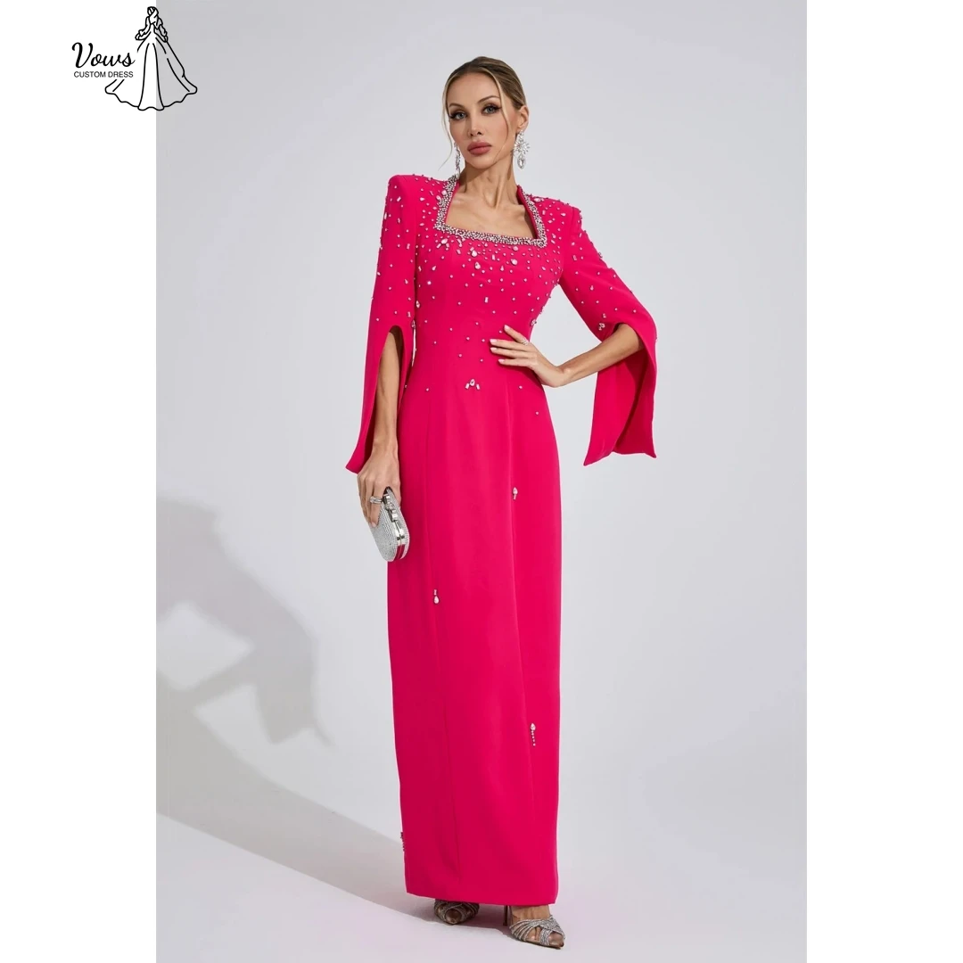 

Vows Rhinestones Luxury Prom Dresses 2025 Woman Fish Tail Party Dress for Wedding Custom Made Rear Split Chic Evening Dress Gala