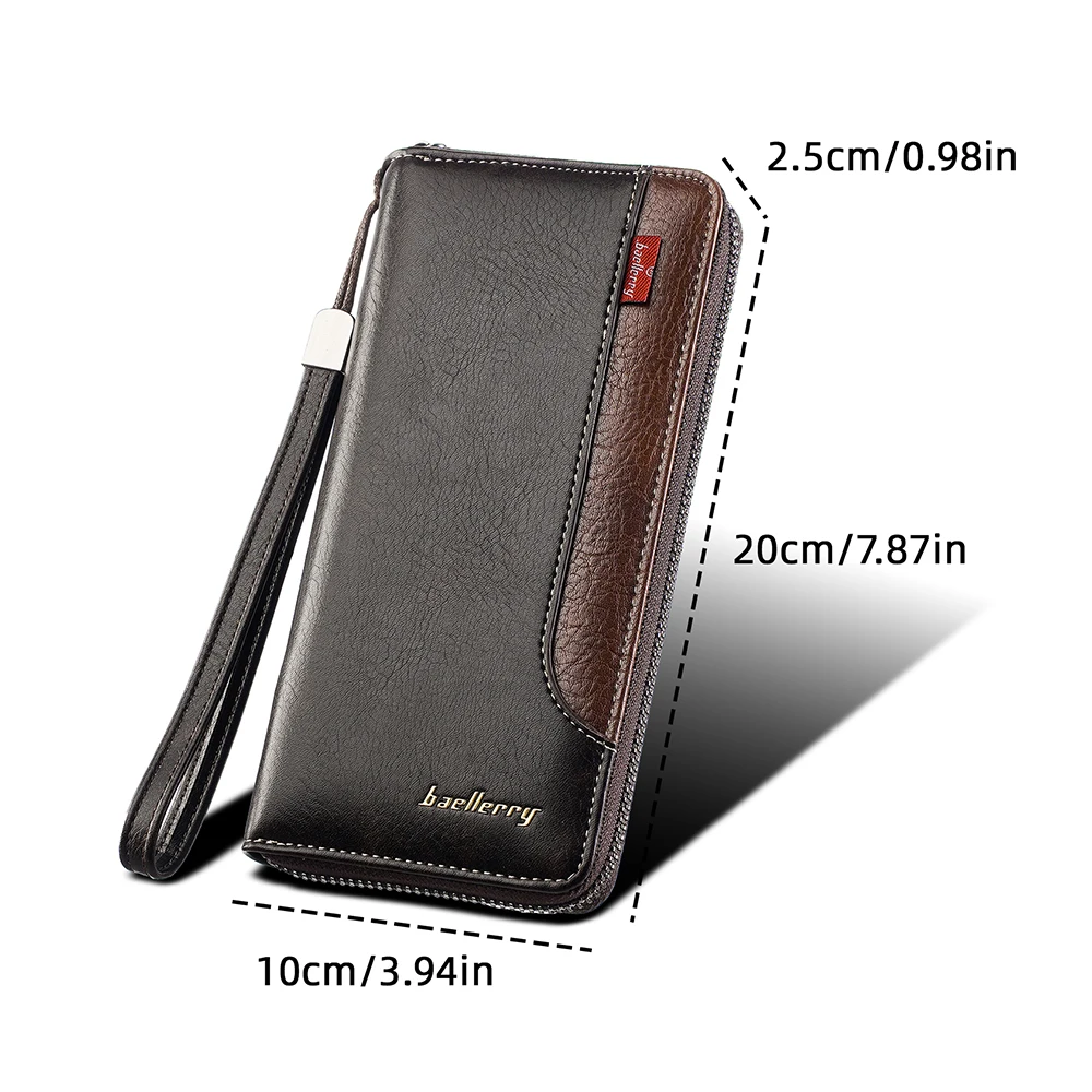 New Big Capacity Men's Wallet Phone Pocket Handbags Card Holder Zipper Male Coin Purses High Quality Photo Holder Men Money Clip
