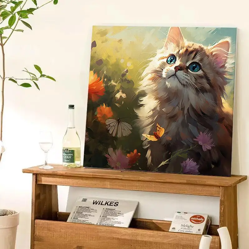 Cat Digital Oil Painting DIY Cute Cat Dog Artwork Coloring For Adults Art Supplies Personalized Gift Handmade Digital Decor