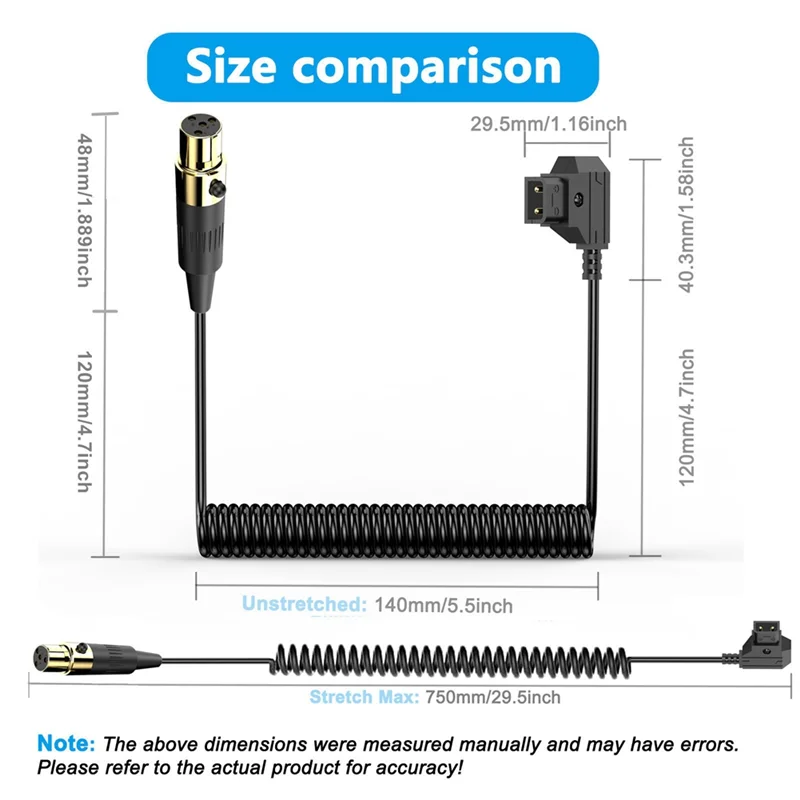 -MEOF D-Tap ذكر إلى Mini XLR 4 Pin أنثى كابل طاقة ملفوف لـ ARRI، كاميرات حمراء عالية الجودة، متينة، موثوقة