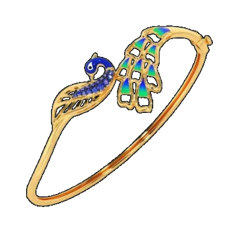 Elegant Women's 55mm Bracelet, Peacock Design Diamond Bracelet, Anniversary Gift