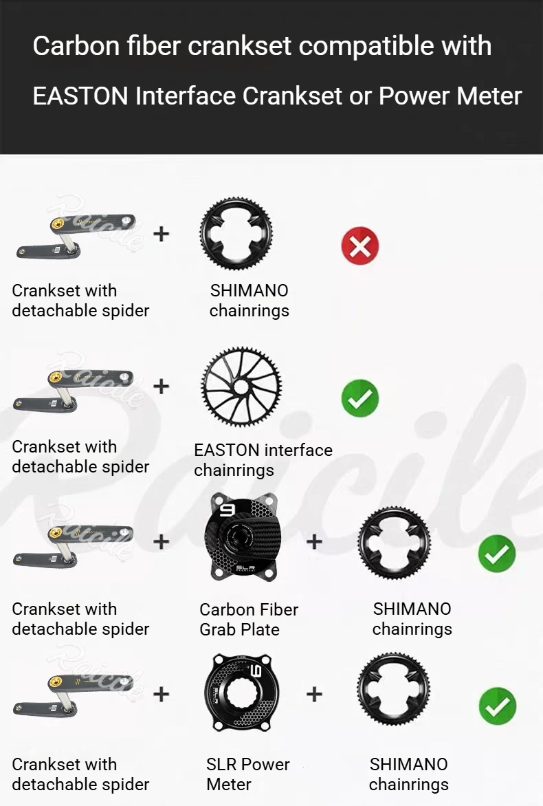 RPANTAHI Rennrad-Crankset aus Carbonfaser mit SLR-Leistungsmesser, 24mm Titanachse, ultraleichtes Gold-Crankset – Detail 10