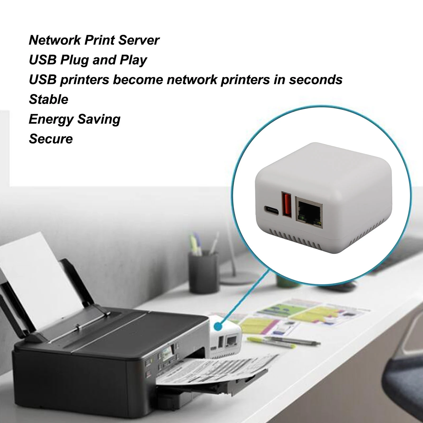 USB 2.0 Network Print Server 5V LAN Print Share Server Wireless Print Server for Windows XP for Android for Linux 3.4 EU Plug