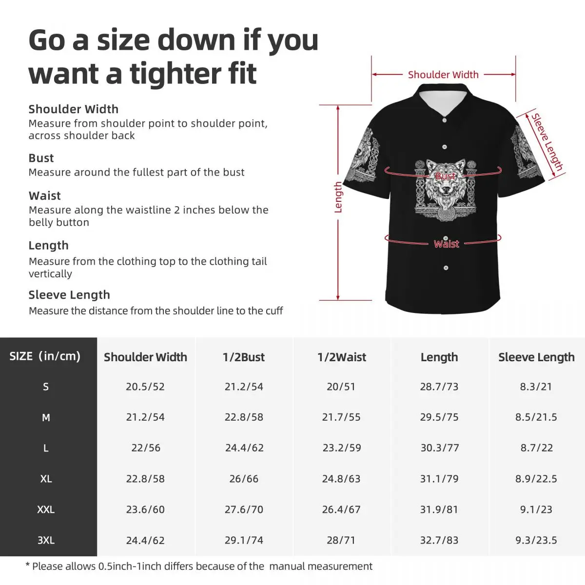 Nordisches nordisches vikingisches keltisches Hawaii-Hemd, lustiges Herren-Kurzarmshirt für Sommer, Strand, Herren-Revers-Tops