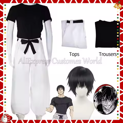 Anime Kaisen Jujutsu Toji Fushiguro Cosplay Costume For Women Men Season 2 Fushiguro Toji Wigs Hairs Uniform Halloween Party