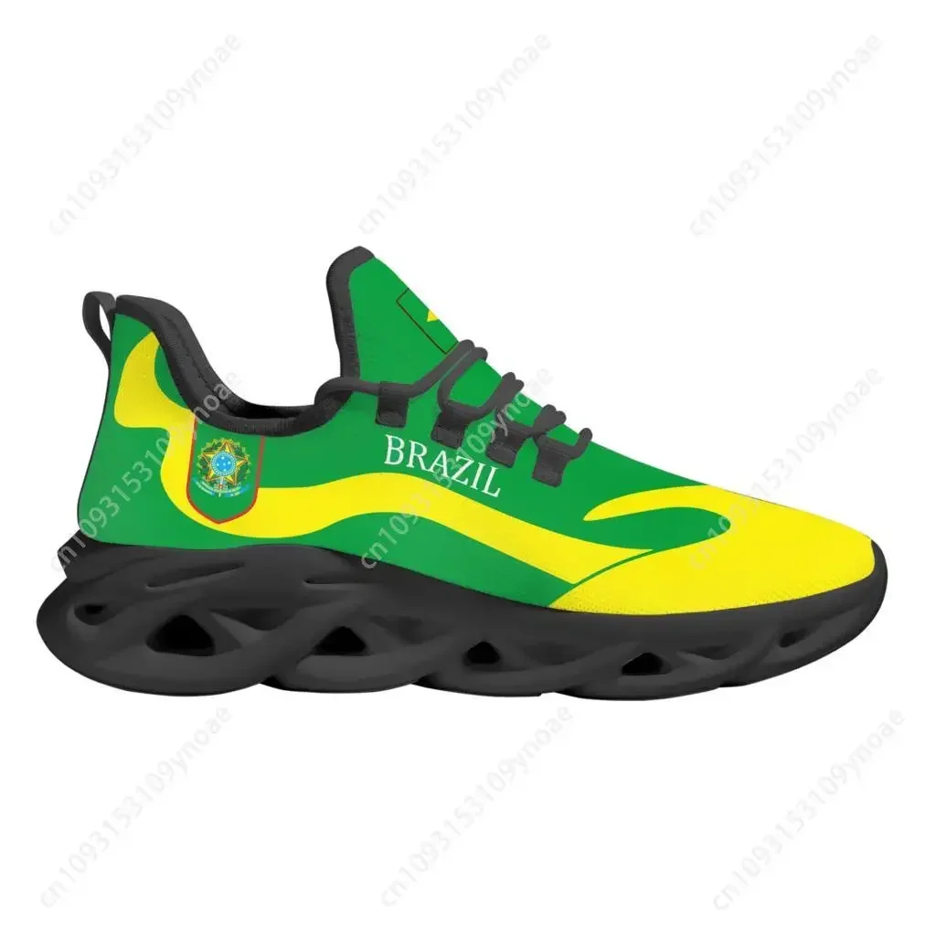 Personalized Brazil Flag Print Flats Shoes Women's Breathable Comfortable Sneakers Fashion Lace Up Mesh Walking Shoes Zapatos