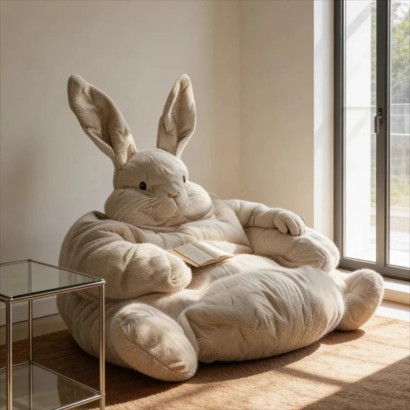 Giant Rabbit Sofa Living Room Bedroom Lazy Lounge Chair Plush Reading Corner Sofa