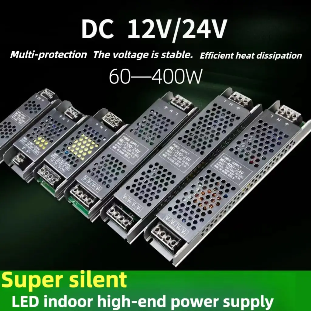 

Lighting Transformer DC 12V/24V Power Supply Adapter 5A 12A Ultra thin LED Strip Switch Driver Lamp 60W 100W 150W 200W 300W 400W