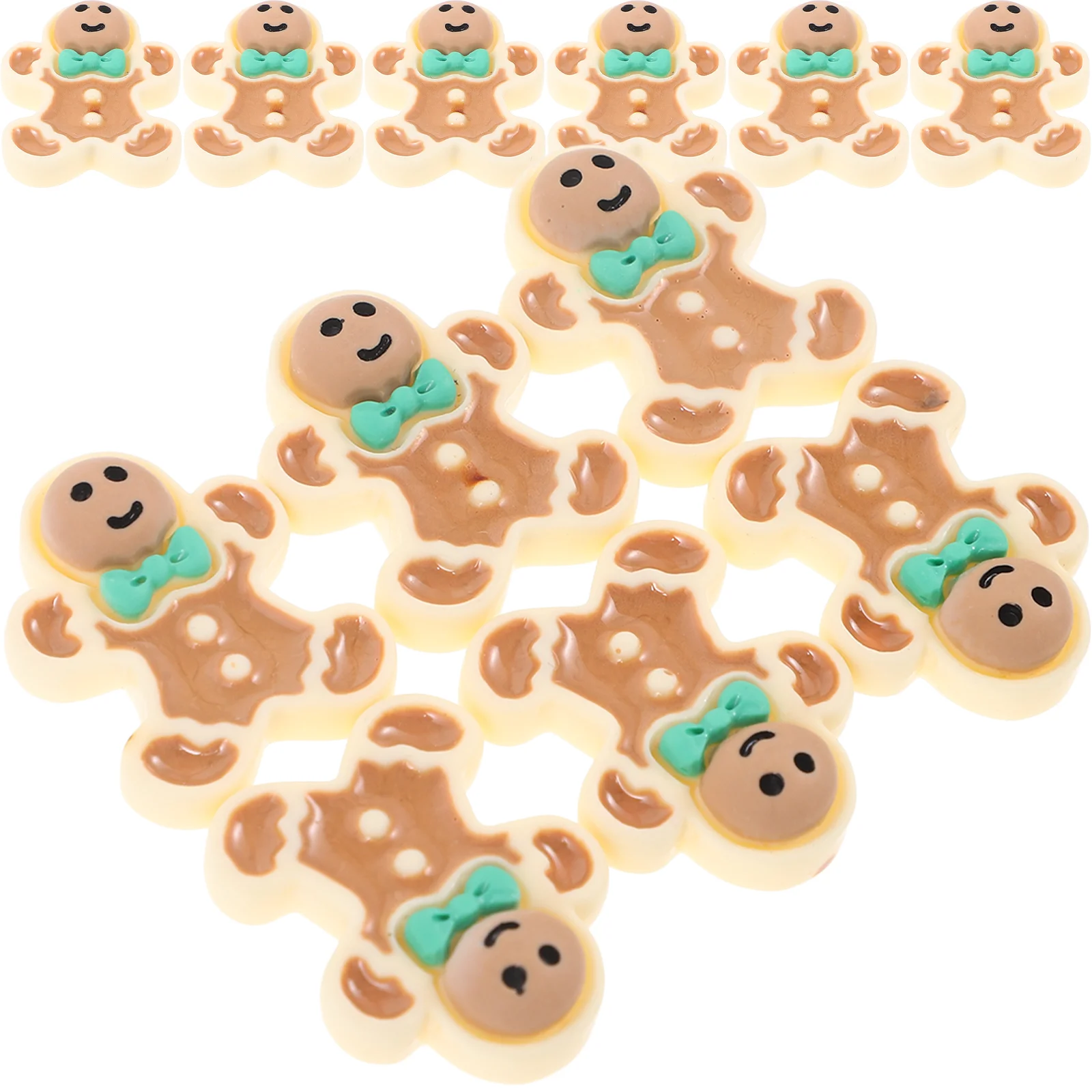 40 Pcs Christmas Accessories Simulation Gingerbread Man DIY Keychain Accessory Ornament Decorations Baby Resin Bulk Candy