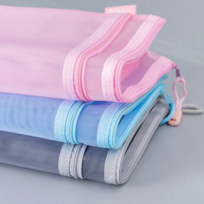 1PC Simple Mesh Pencil Case For Middle High School Office Supplies Transparent Multifunction Organizer