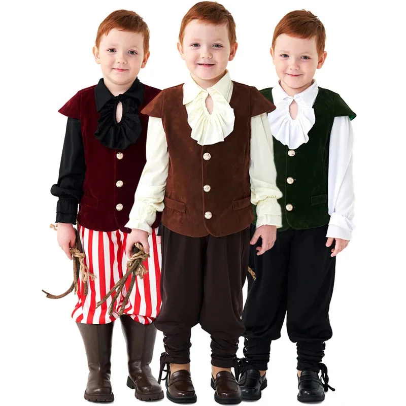

Kids Cosplay Stage Performance Outfit Boys Medieval Halloween Costume Pirate Knight Vampire Suit Children Disguise Party Clothes