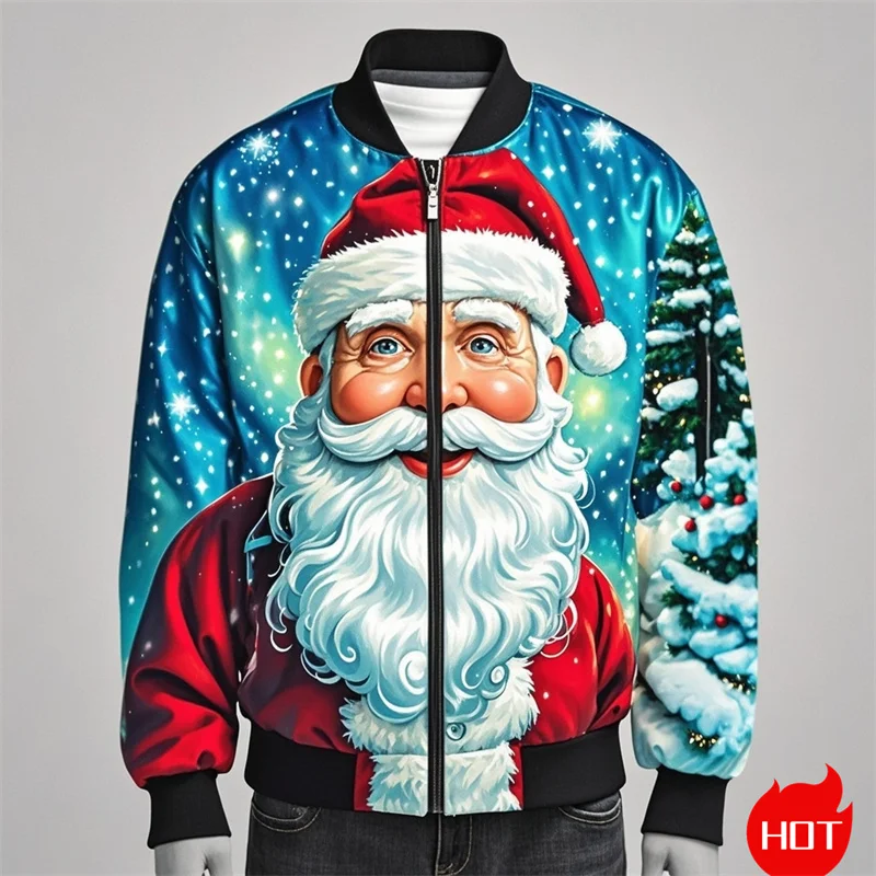 Autumn Fashion 3D Printing Happy Christmas Jacket Cute Santa Claus Xmas Graphic Jackets For Men Unisex Funny Streetwear Clothing