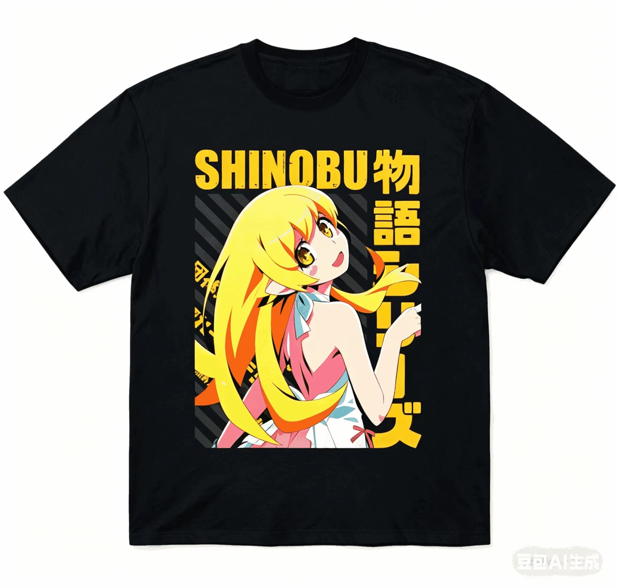 Monogatari-Serie Anime-Grafik-T-Shirt Unisex Vintage Gewaschene Baumwolle Kurzarm Harajuku Streetwear Ganzjährig Tragbare Freizeit-Oberteile – Detail 9