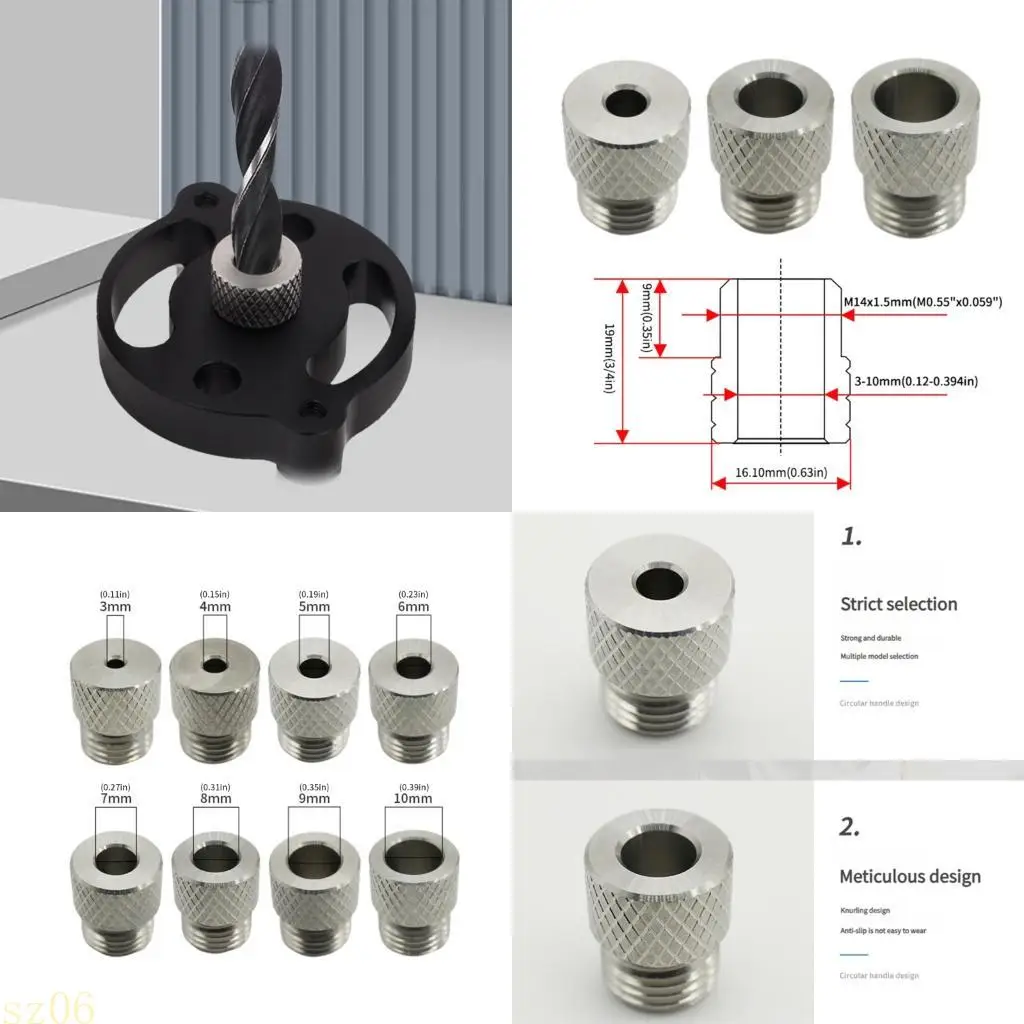 Bujes guía de taladro profesional con tamaños precisos, superficies moleteadas para una mayor estabilidad, accesorios de perforación de manguito de taladro