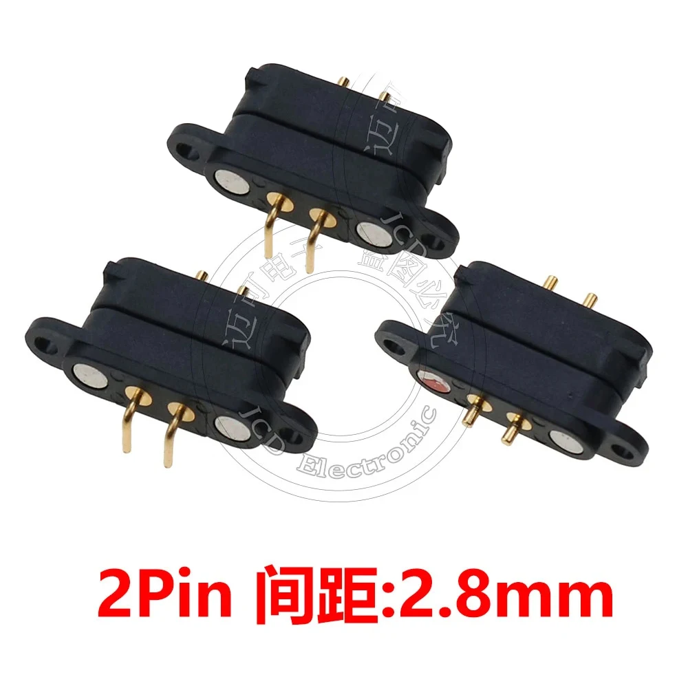 Pogo Pin 2-Pin Male Female Head 2Pin 2.80mm Spacing Power Charging Magnetic Absorber Male Female Seat Straight Needle Bending Ne