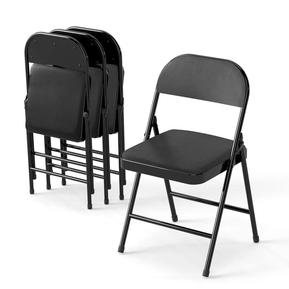 

4 Pack Leather Padded Folding Chair, Metal Frame with Pu Leather Seat & Back, 650 LB Capacity Pu Leather Folding, Customized