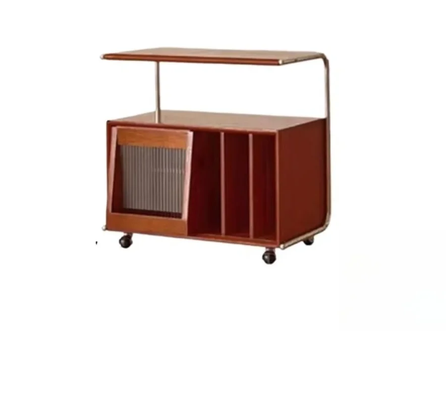 

Retro medium-brown solid wood, storage cabinet, magazine display cabinet