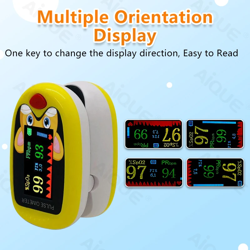 Recharge Child Cartoon Finger Pulse Oximeter Pediatric Oximetro De Dedo TFT Nurse Pediatric Oxygen Saturometer Heart Rate Meter