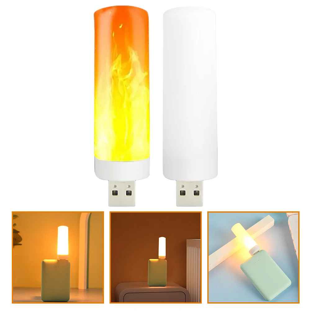 2 قطعة LED لهب تأثير USB التوصيل في ضوء الليل أباجورة صغيرة غرفة نوم الإضاءة الزخرفية USB ضوء الليل مصباح الليل #3