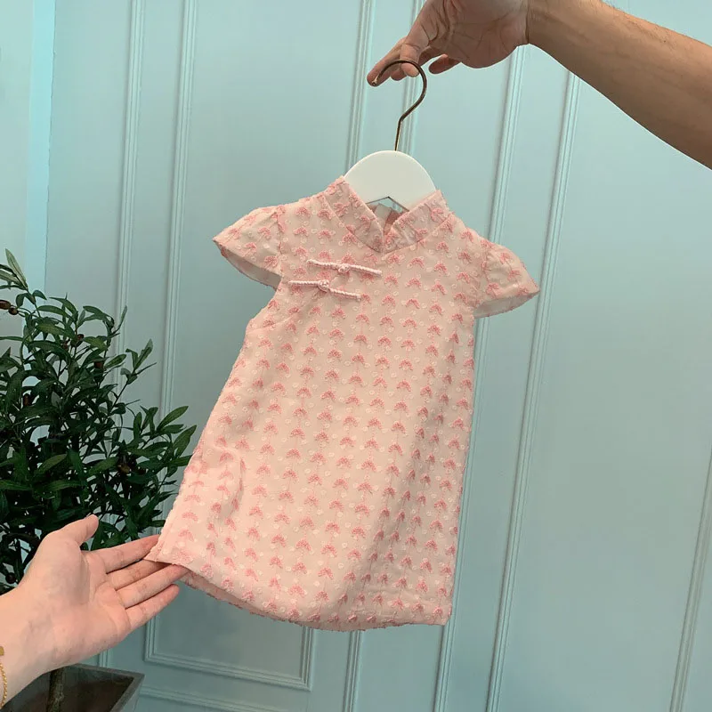 

Girls Fashion Summer Cotton Cheongsam Chinese Style Cute Dress Kids Clothes Costume Baby Girl Dress Children Qipao 90-130cm