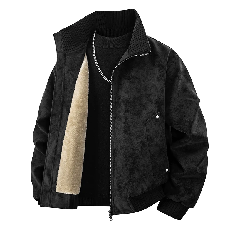 Autumn Winter Men Retro Leather Jacket Men Loose Thick Parkas Men Velvet Coat High Street Pu Jacket Male Stand Collar Outerwear
