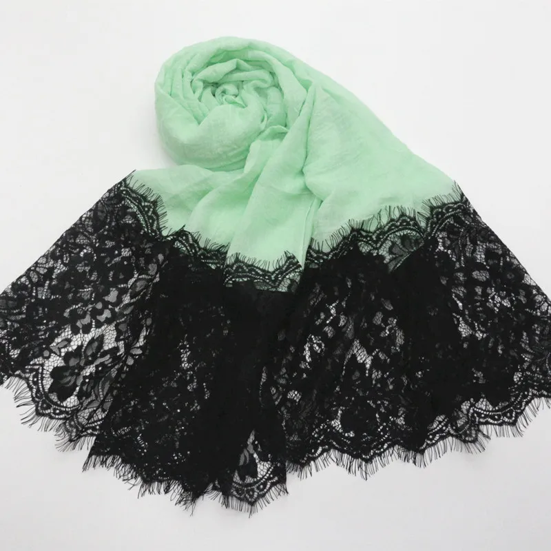 New Solid Color Two-Head Black Lace Closed Toe Women's Scarf Silk Scarf Shawl Closed Toe