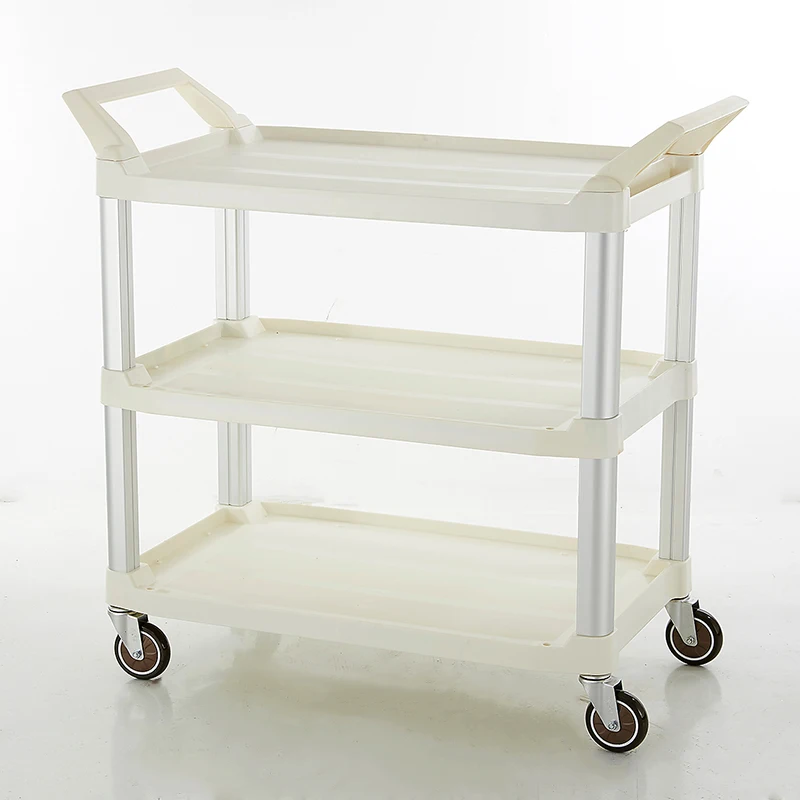 Service Trolley 3 Tier Black Plastic Trolley For Hotel Restaurant Kitchen