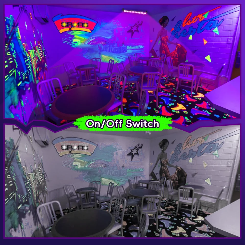 40LED الأشعة فوق البنفسجية الضوء الأسود 5.9ft الحبل ، المحمولة الجدار غسالة الضوء ، الفلورسنت حفلة عيد ميلاد هالوين غرفة نوم عيد الميلاد الزفاف ضوء المرحلة #4