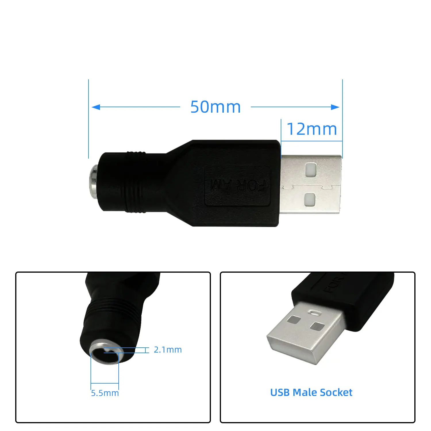 USB to DC Power Adapter DC5.5x2.1mm to USB converter for cameras, routers, LED strips and many sizes of compatible products
