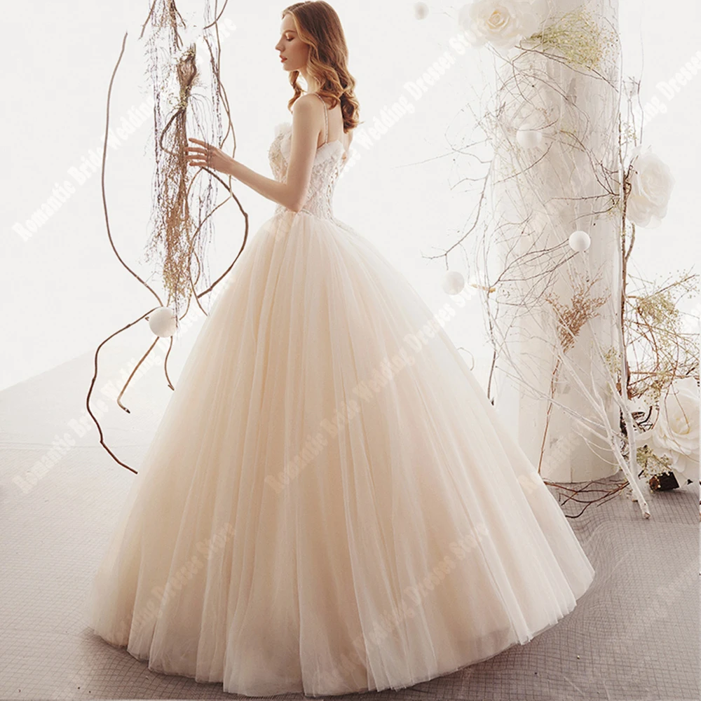 Sexy Women Tulle Wedding Dresses Pretty Sleeveless Gowns Fluffy Hems Mopping Length Bright Sequined Embroidery A-Line Robes 2025