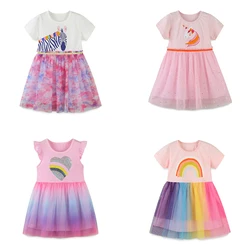 Jumping Meters Princess Girls Dresses Short Sleeve Summer Baby Frocks Cartoon Hot Selling Children's Costume Kids Wear