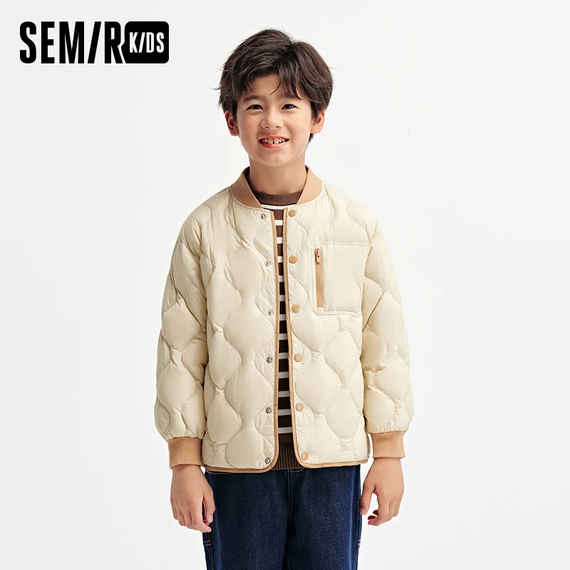 Semir Children's Down Jacket 2024 New Three-Proof Lightweight and Loose Coat Simple Versatile Boys' Winter Top