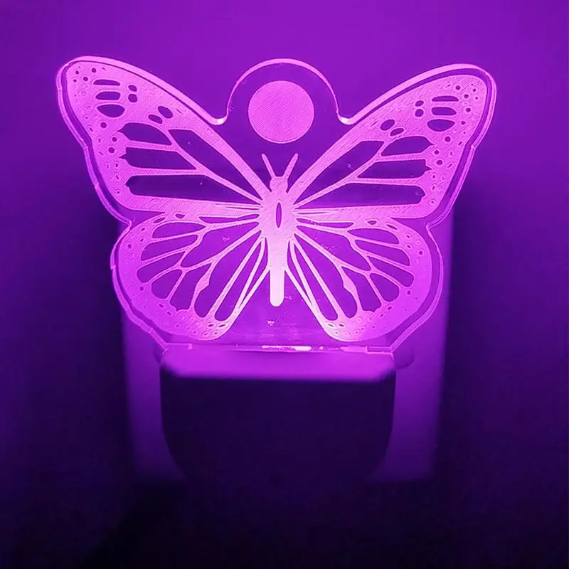 Veilleuse murale en forme de papillon, 6 couleurs LED, prise murale, éclairage de la chambre des enfants