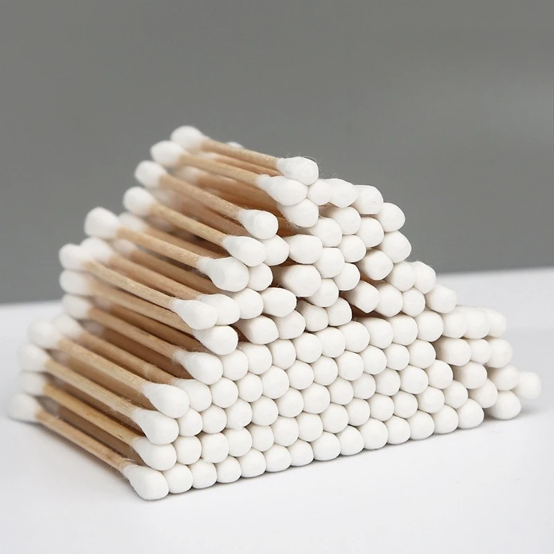 

100 шт. двусторонних ватных палочек для макияжа ушей, одноразовые тампоны, маленькие тонкие заостренные ушные ложечки, специально для ватных палочек.