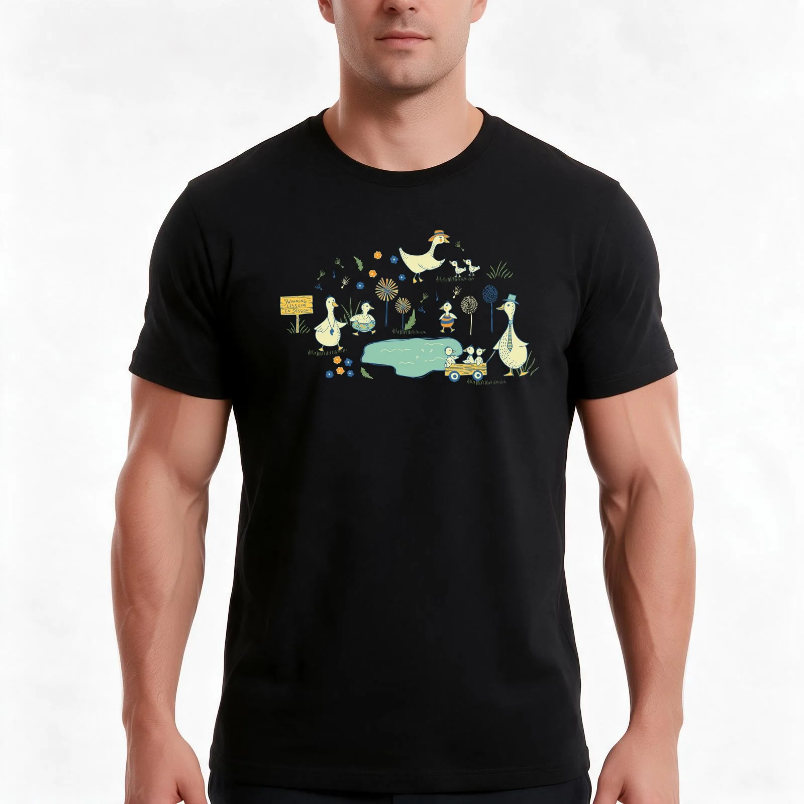 Dandi Ducks T-Shirt Summer Casual Cotton Tee Oversized Streetwear Tops Vintage Graphic Print Loose Fit Short Sleeve