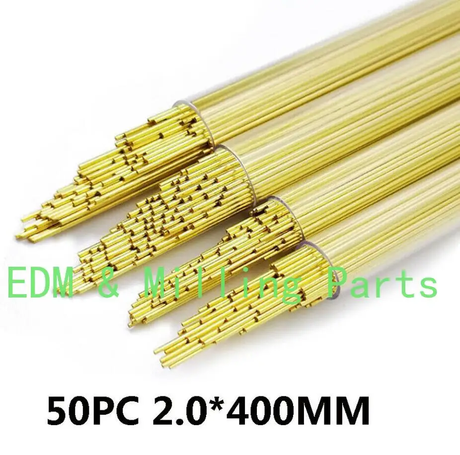 

50PCS CNC EDM Drilling Machine Brass Electrode Single-Channel Tube 2.0MMX400MM For Drilling Machine Mill Part